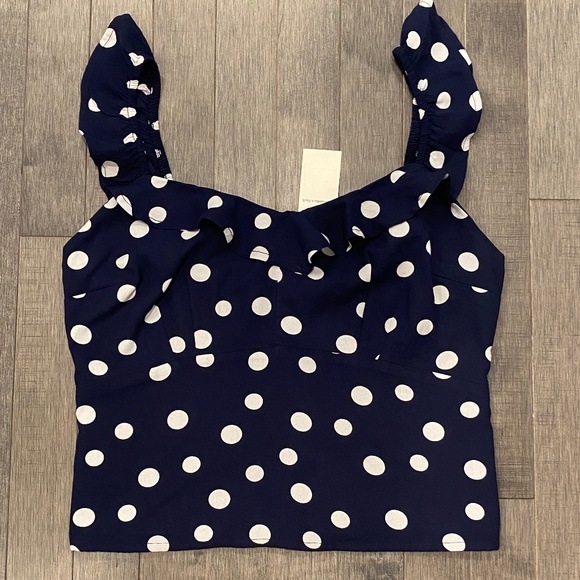 Abercrombie & Fitch Tops - Abercrombie & Fitch Dark Blue Polka Dot Lined Sleeveless Top